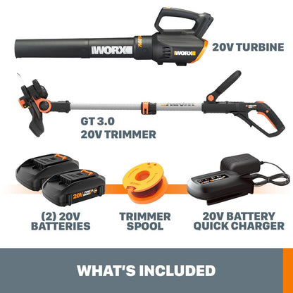 Worx 20V String Trimmer & Edger + Leaf Blower Combo Kit | Cordless Lawn Tools with Battery & Charger Included