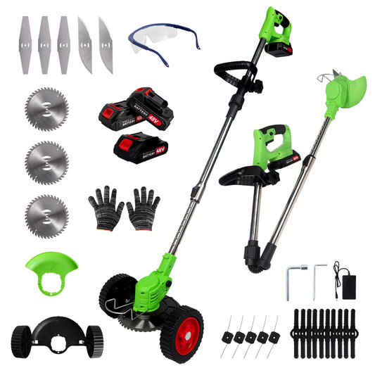 21V Cordless Weed Wacker | Battery Powered Trimmer, Edger & Brush Cutter with 5 Blades