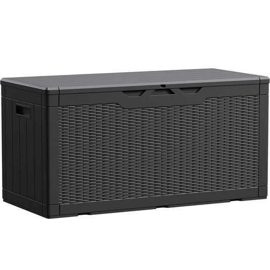 100-Gallon Waterproof Resin Deck Box – Lockable Outdoor Storage for Patio &amp; Garden