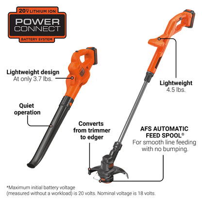 20V MAX Cordless Trimmer & Edger + Sweeper Combo Kit | 2-in-1 String Trimmer/Edger & Sweeper for Lawn Care