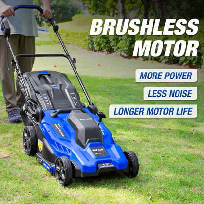 40V Cordless Lawn Mower Set | 17” Brushless Mower, Trimmer & Blower with 3 Batteries