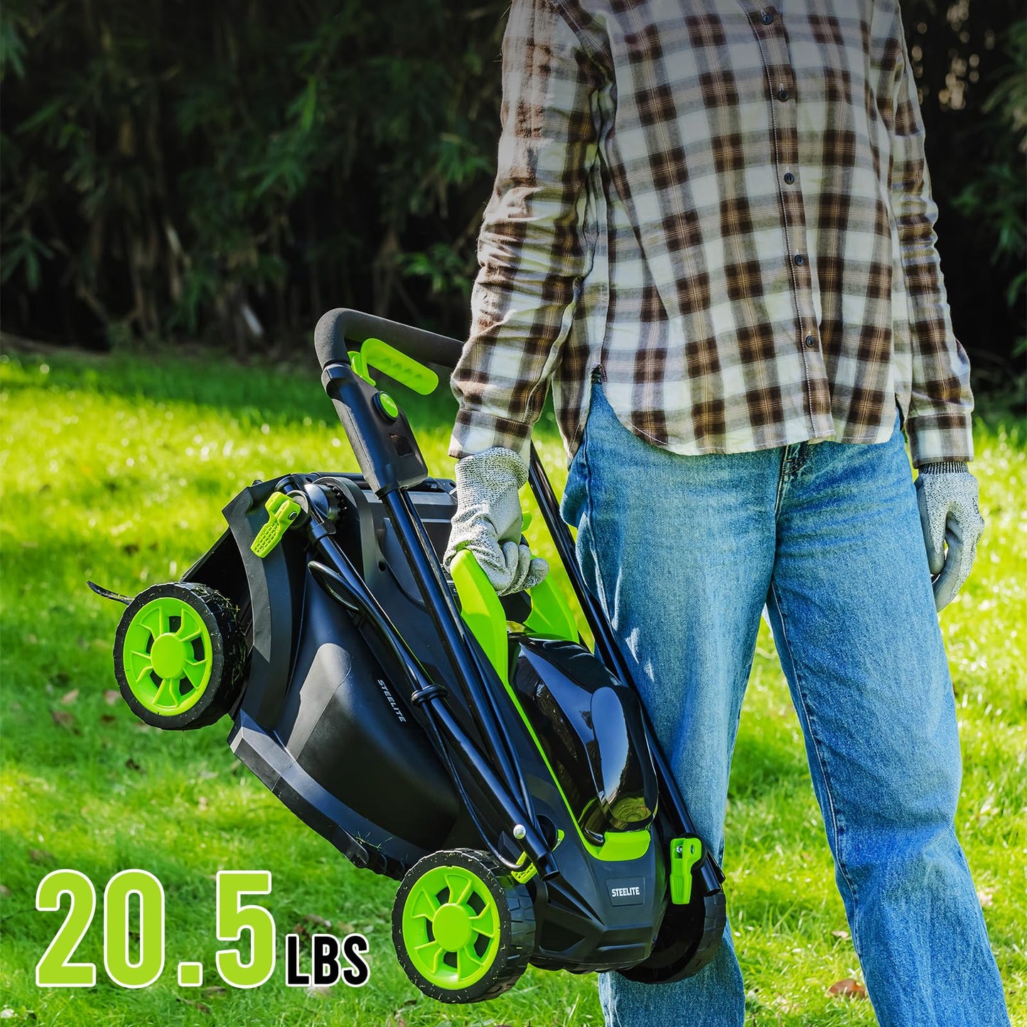 STEELITE 13-Inch Cordless Lawn Mower | 21V Brushless Electric Mower with Battery & Bag