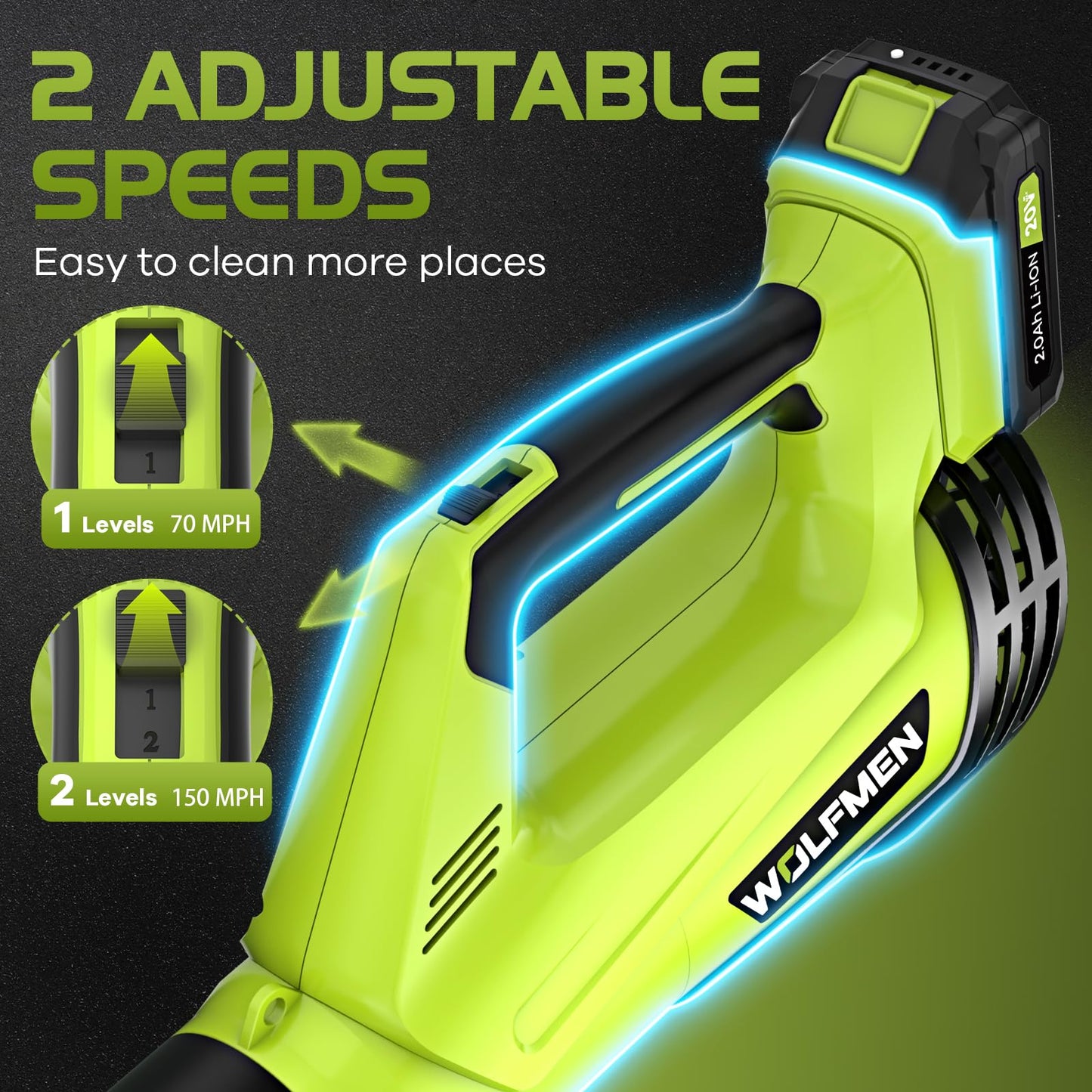 Cordless Electric Leaf Blower – Lightweight, 2-Speed, with 2 Batteries & Charger