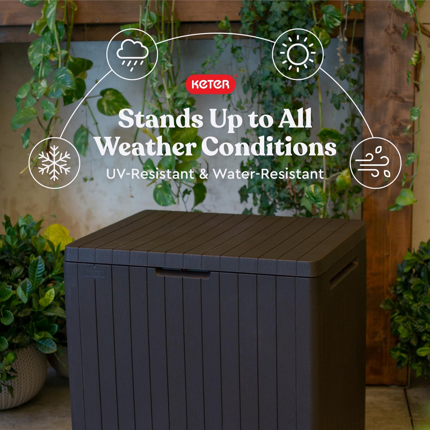 30-Gallon Resin Storage Box – Outdoor Side Table & Waterproof Patio Storag