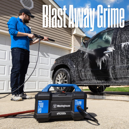 Westinghouse ePX3100v Electric Pressure Washer | 2100 PSI, Foam Cannon, Pro Wand & 4 Nozzles