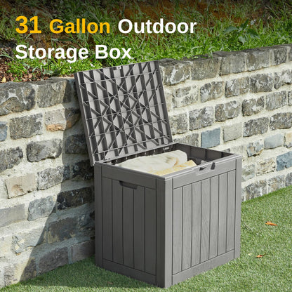 31-Gallon Outdoor Storage Box – Waterproof, UV Resistant, and Lockable Resin Bin